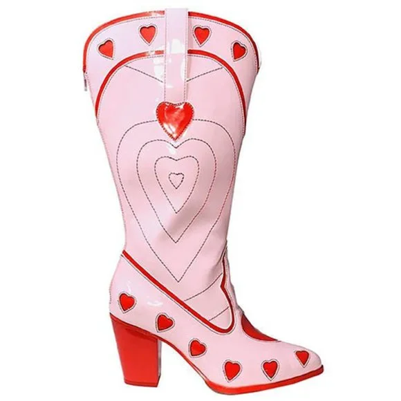 YRU Shoes Yru Space Cowgirl Heart Boots In Pink Red Poshmark